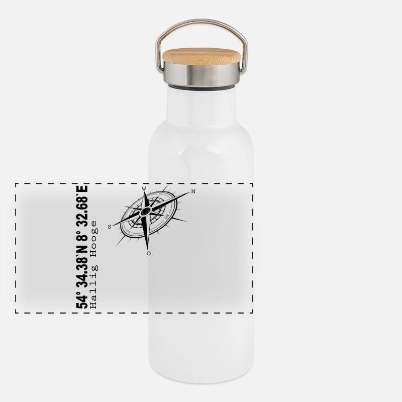 Hallig Hooge Panorama Thermosflasche mit Bambusdeckel