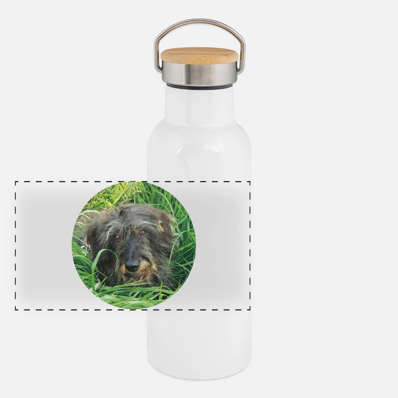 Teckel mignon à poil dur - teckel à poil dur teckel Gourde isotherme avec bouchon en bambou