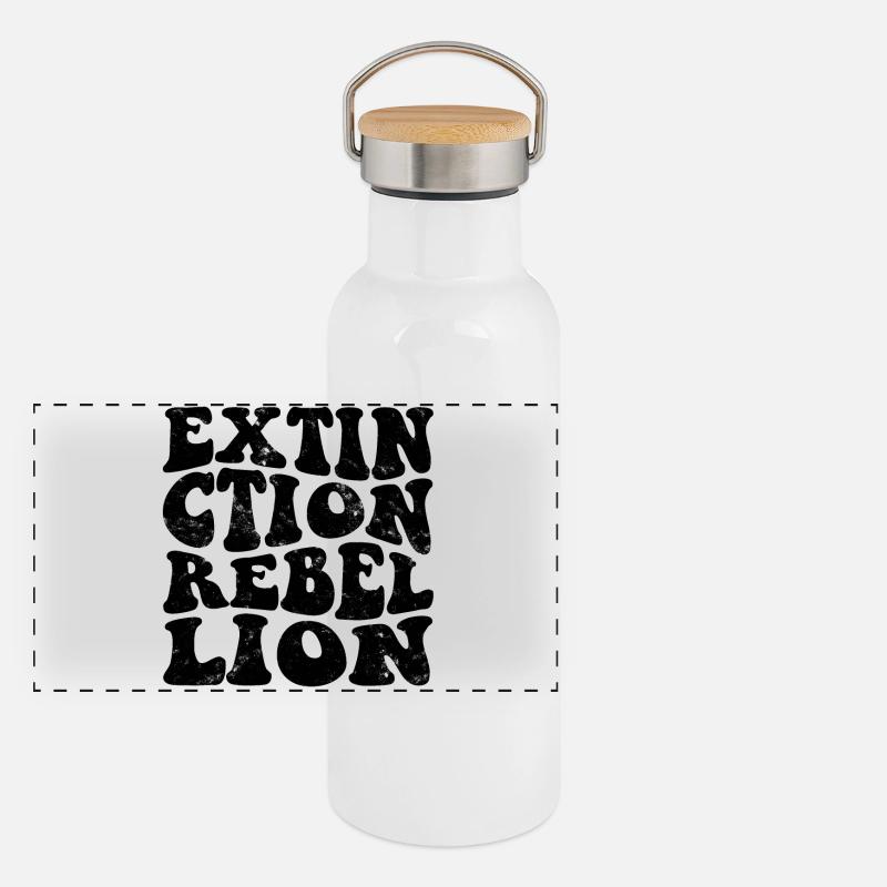 Extinction Rebellion Retro noir Gourde isotherme avec bouchon en bambou