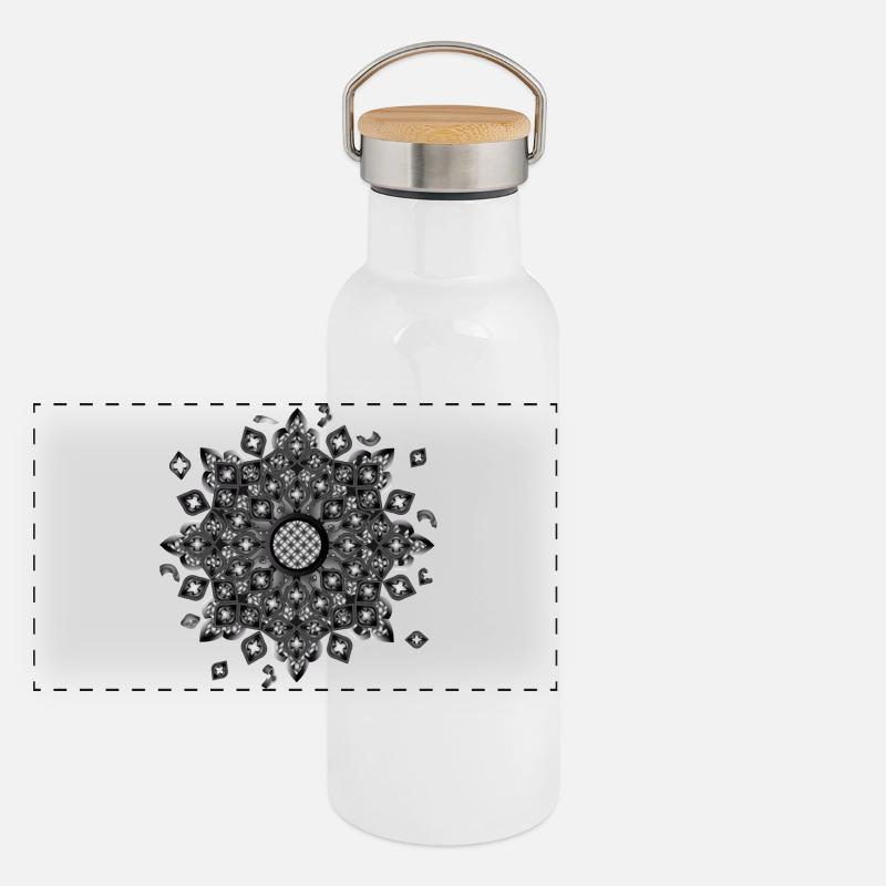 Gothic rosette stained glass window ornament Panoramic Thermal Bottle with Bamboo Lid