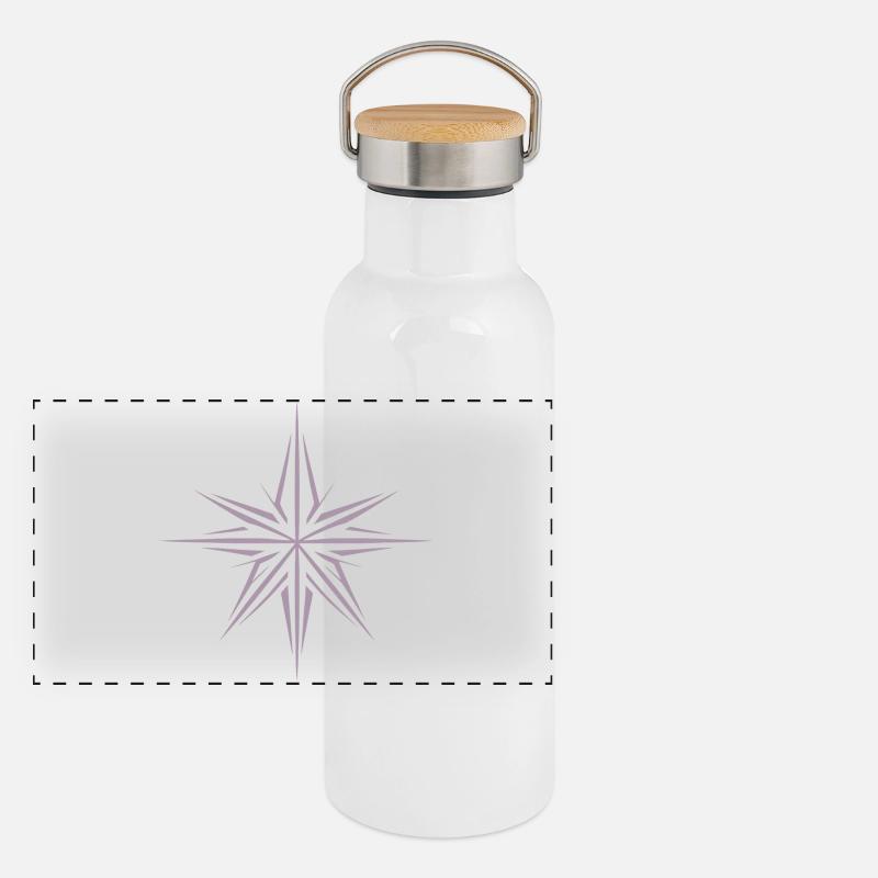 Minimalist Poinsettia: Festive Panoramic Thermal Bottle with Bamboo Lid