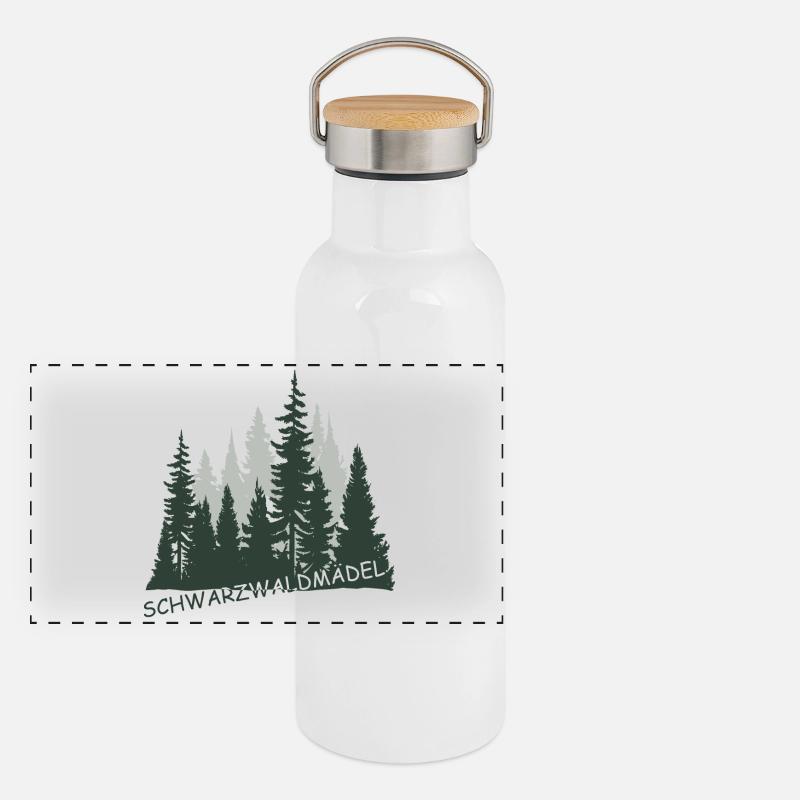 Schwarzwaldmädel Panorama Thermosflasche mit Bambusdeckel