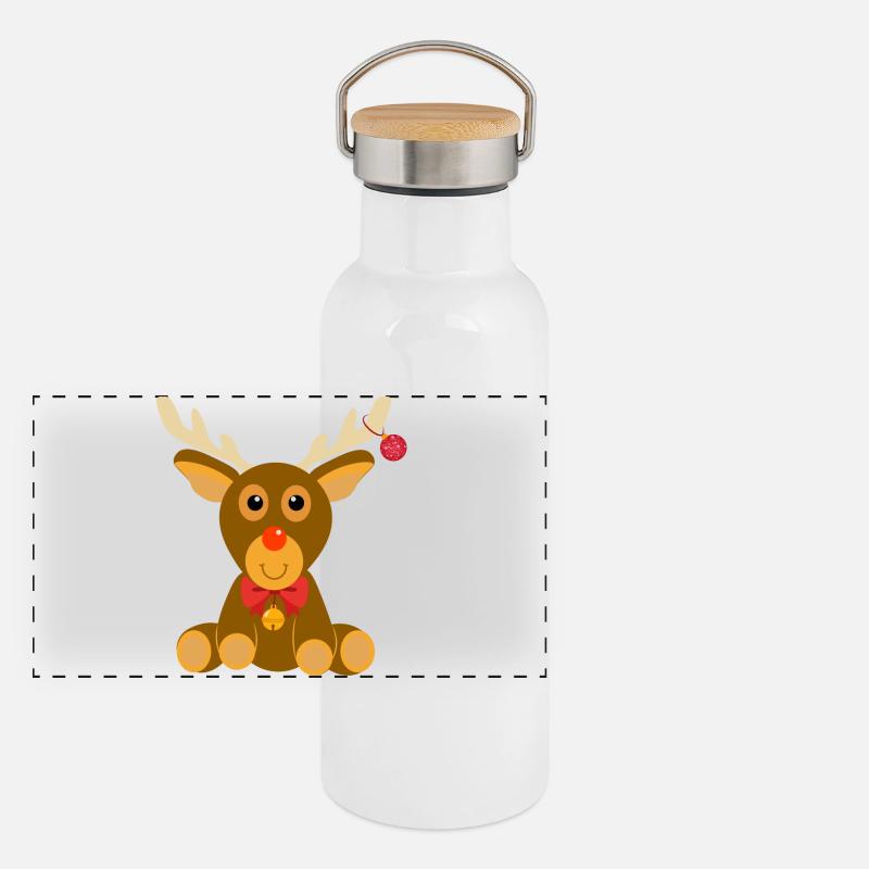Renne Rudolph Gourde isotherme avec bouchon en bambou