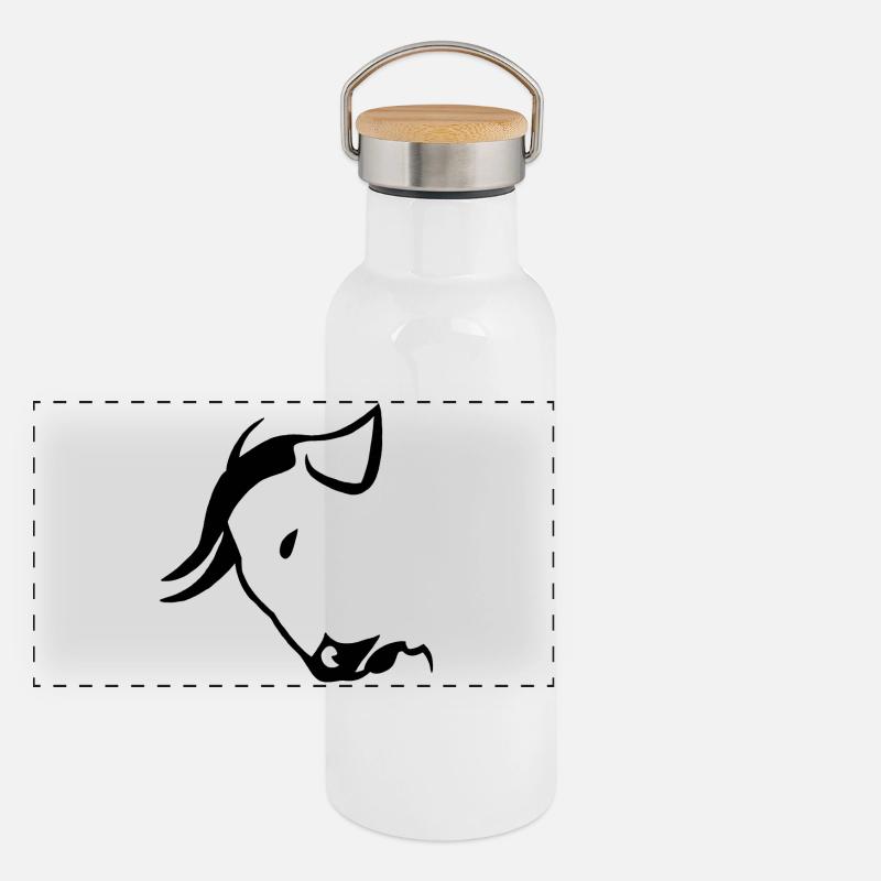 Tête de taureau noire Gourde isotherme avec bouchon en bambou