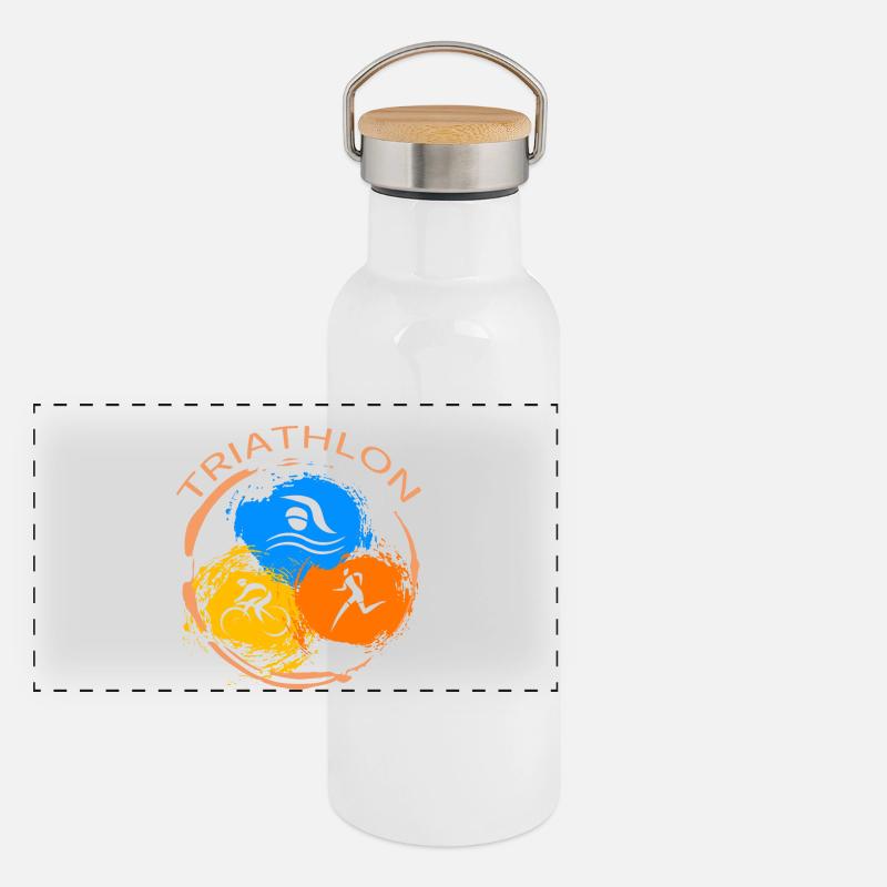 Triathlon Panorama Thermosflasche mit Bambusdeckel