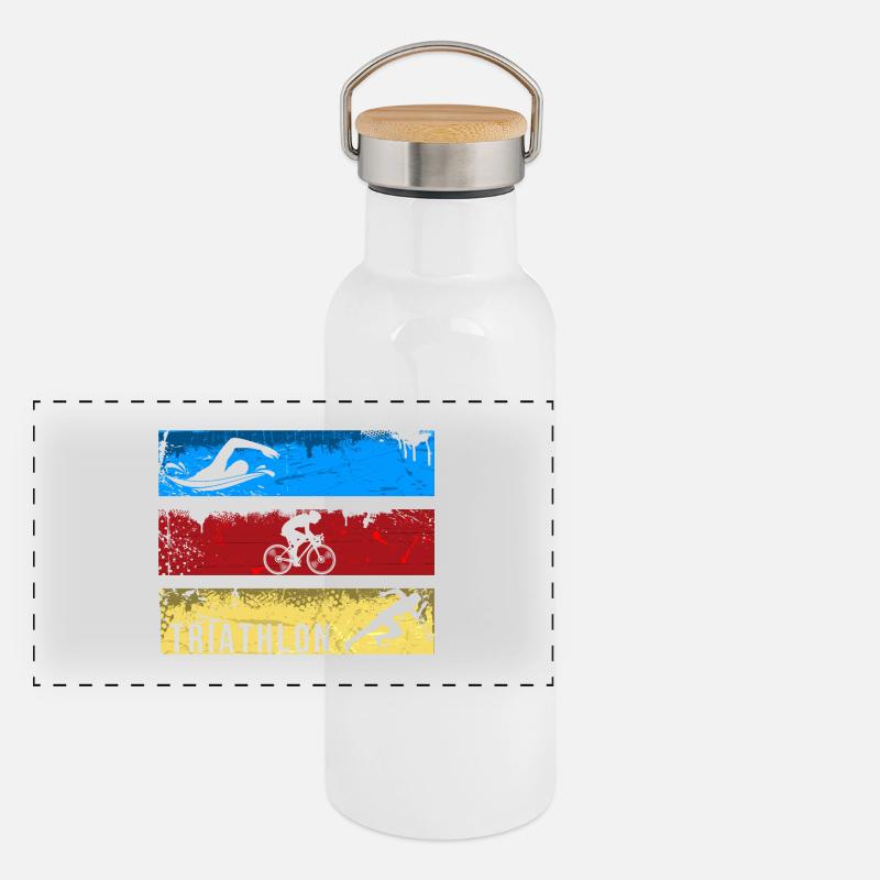 Triathlon Panorama Thermosflasche mit Bambusdeckel