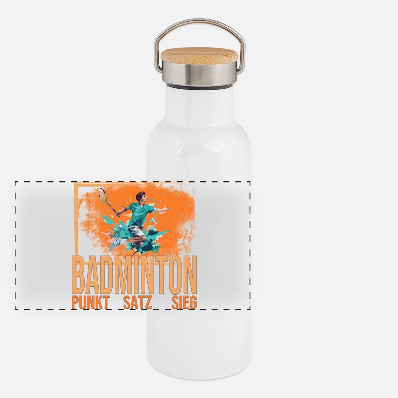 Punkt - Satz - Sieg Panorama Thermosflasche mit Bambusdeckel
