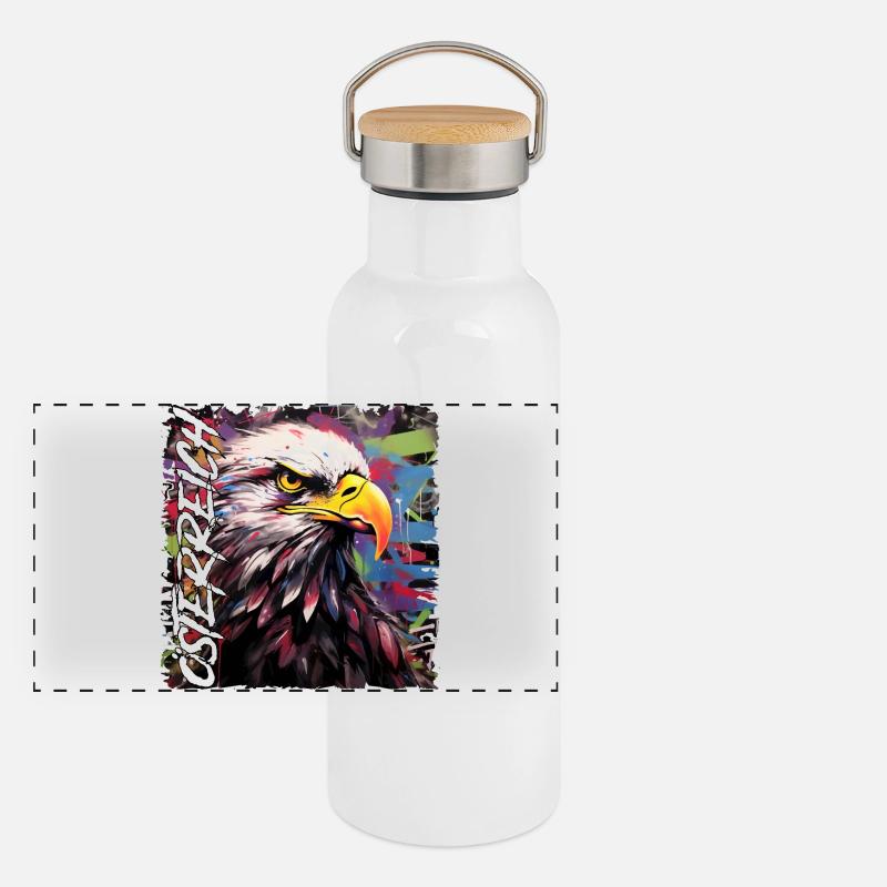 Austria Design with Eagle for Austrians Panoramic Thermal Bottle with Bamboo Lid