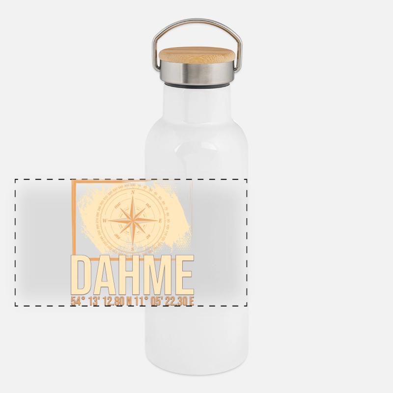 Dahme Koordinaten Panorama Thermosflasche mit Bambusdeckel