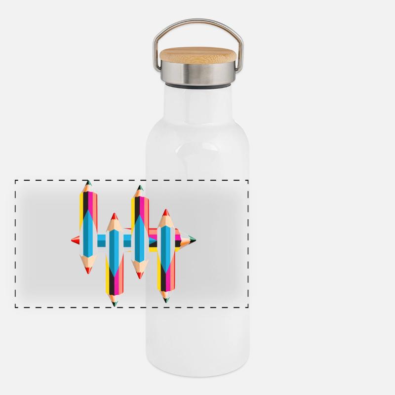Crayons de couleur Gourde isotherme avec bouchon en bambou