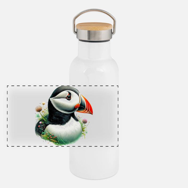 Macareux Gourde isotherme avec bouchon en bambou