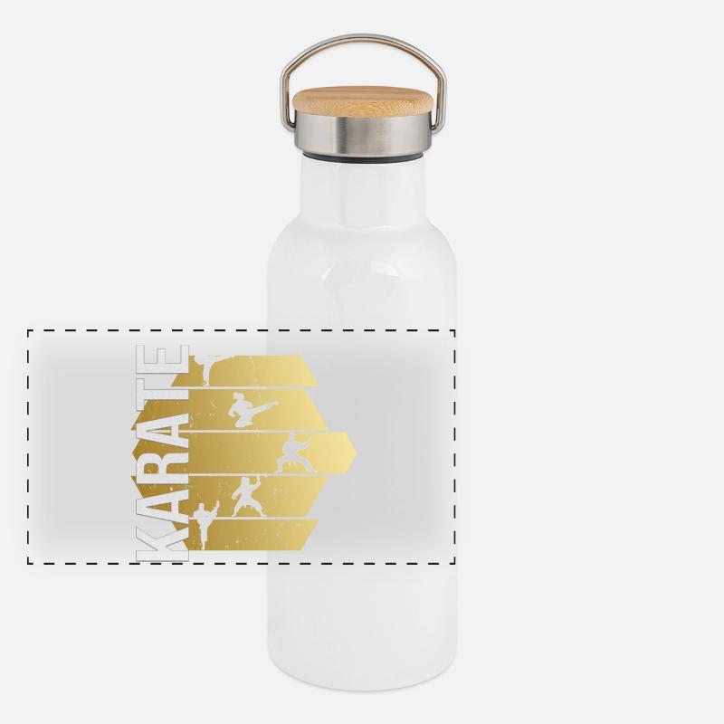 Karate Panorama Thermosflasche mit Bambusdeckel