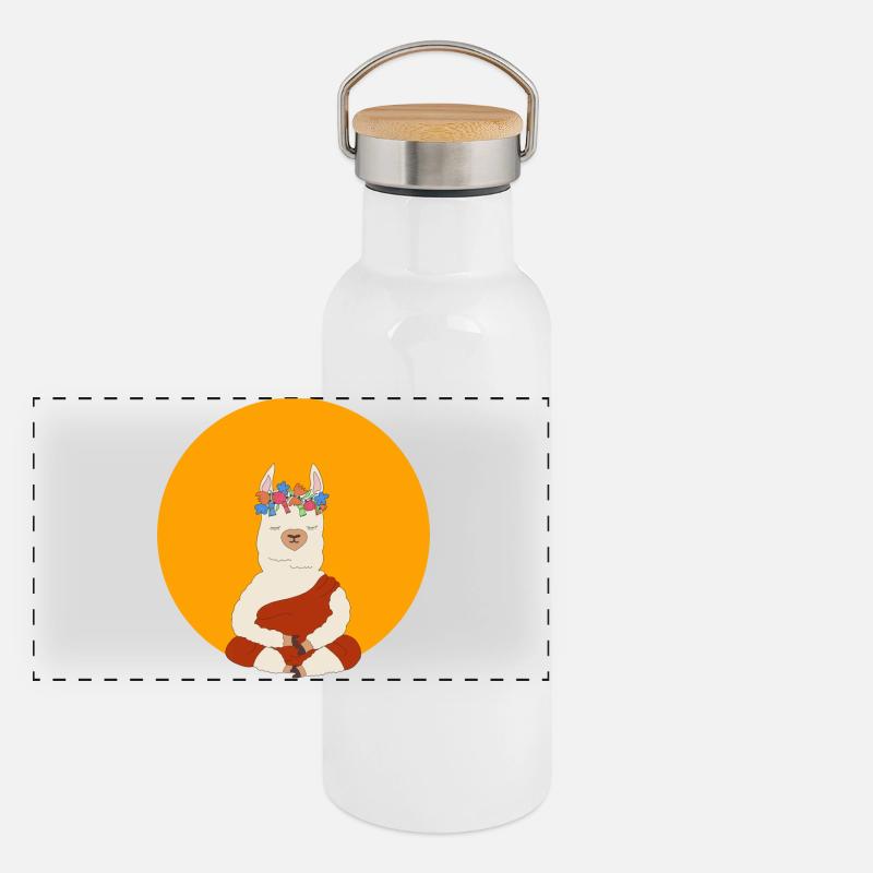 Lama méditant Gourde isotherme avec bouchon en bambou