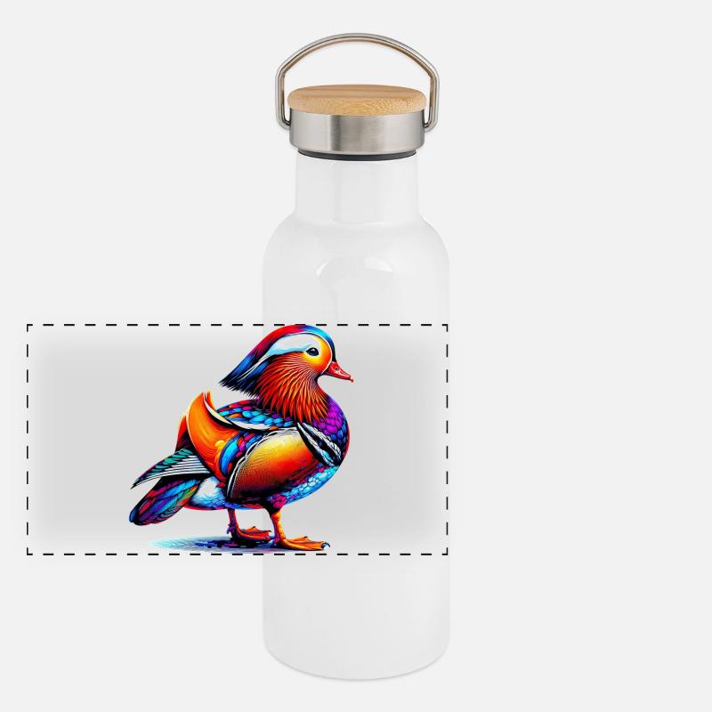 Mandarinente Panorama Thermosflasche mit Bambusdeckel