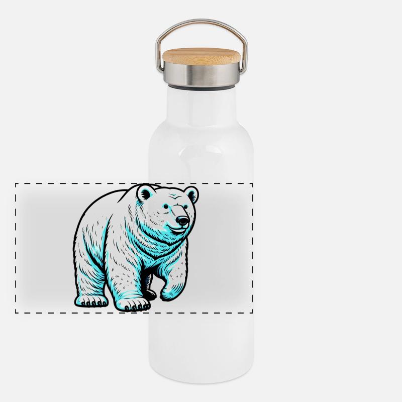 Eisbär Panorama Thermosflasche mit Bambusdeckel