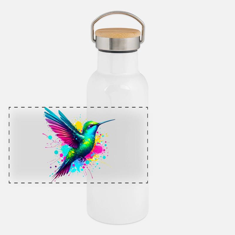 Kolibri Panorama Thermosflasche mit Bambusdeckel