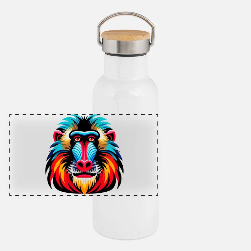 Mandrill-Affe Panorama Thermosflasche mit Bambusdeckel