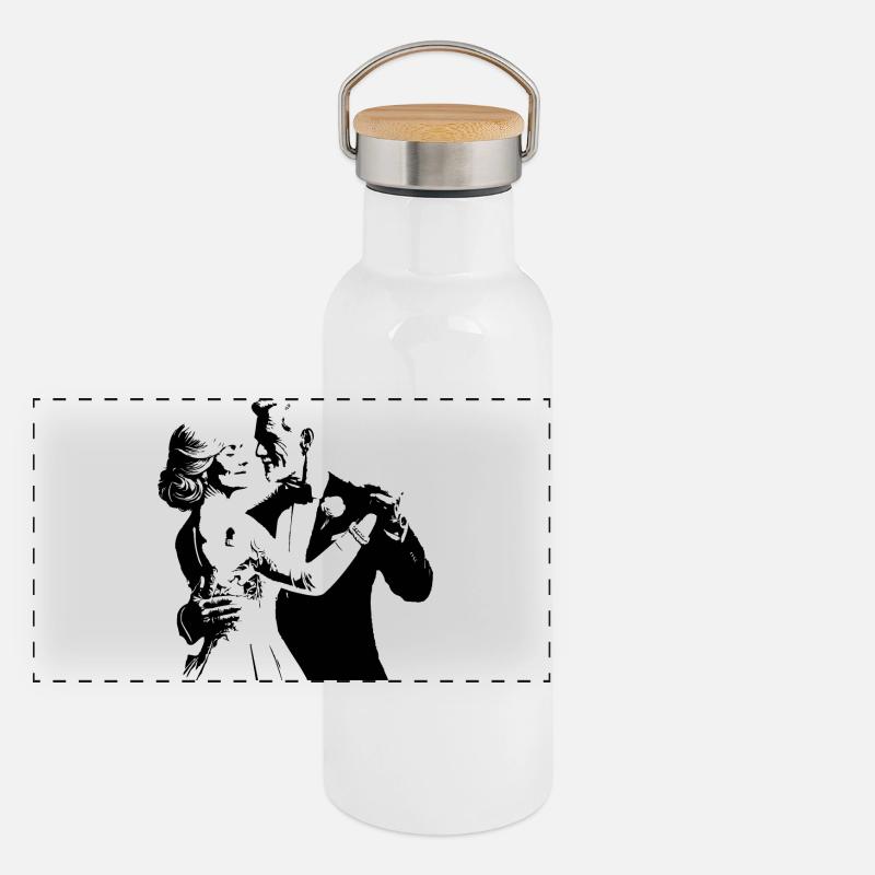 Wedding couple Panoramic Thermal Bottle with Bamboo Lid