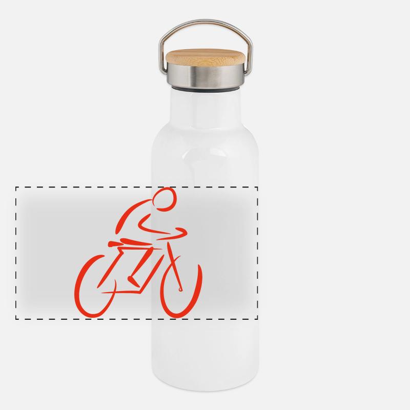 Fahrrad Stilisiert Panorama Thermosflasche mit Bambusdeckel