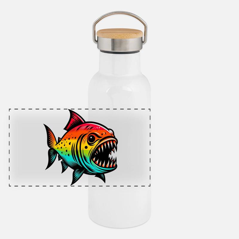 Piranha Panorama Thermosflasche mit Bambusdeckel