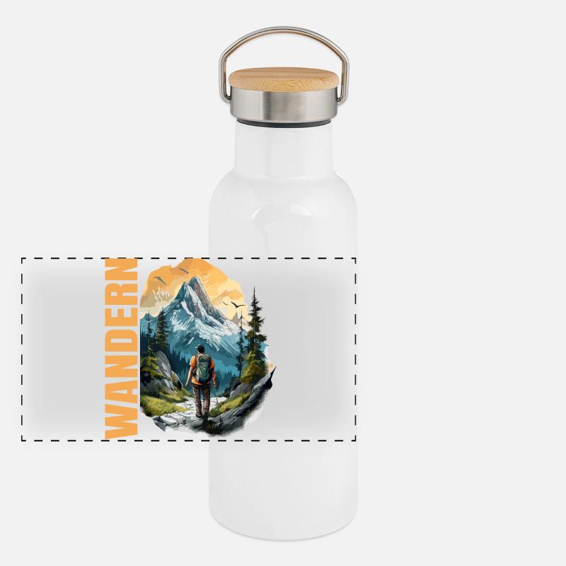 Panorama Thermosflasche mit Bambusdeckel