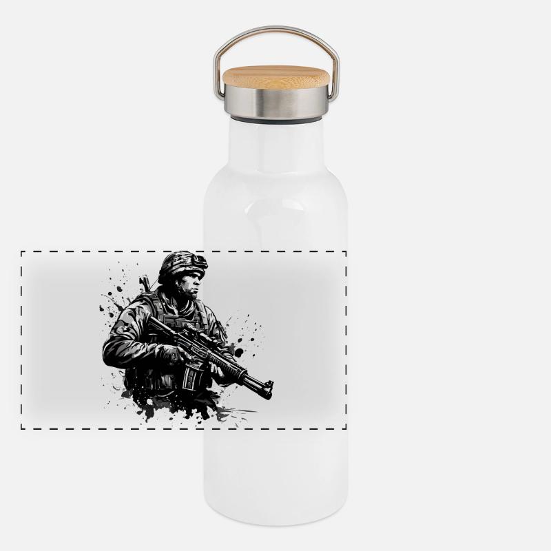 ARMEE 02 Panorama Thermosflasche mit Bambusdeckel