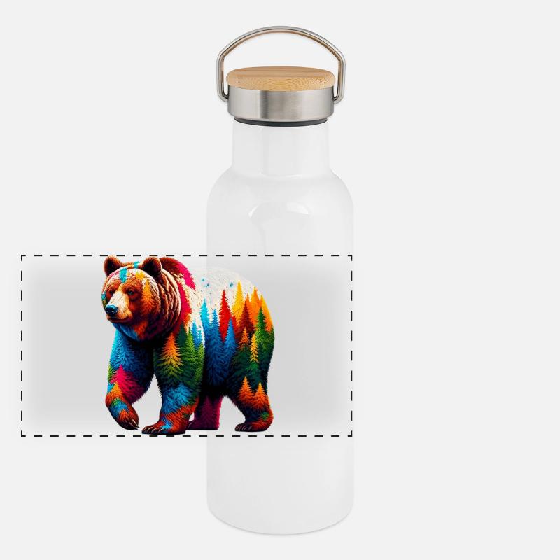 Ours Gourde isotherme avec bouchon en bambou