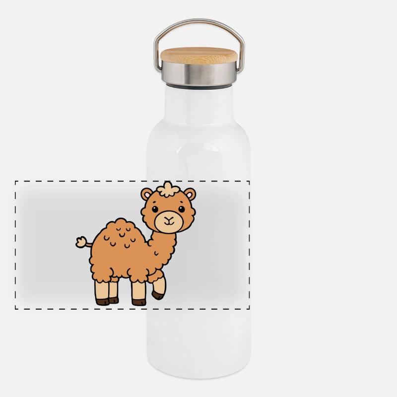 Kamel Dromedar Panorama Thermosflasche mit Bambusdeckel