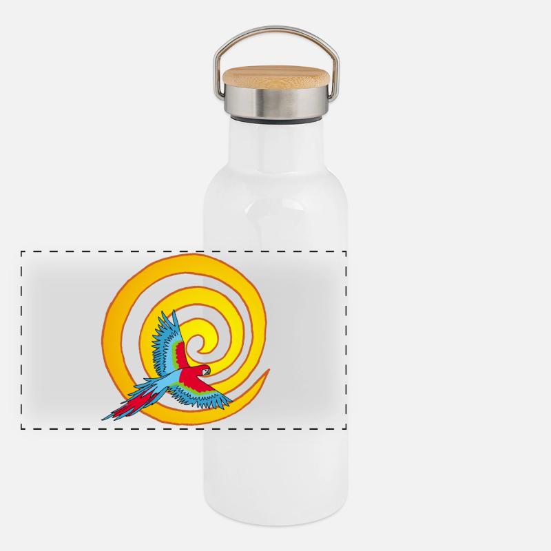 Der Vogel und die Sonne Panorama Thermosflasche mit Bambusdeckel