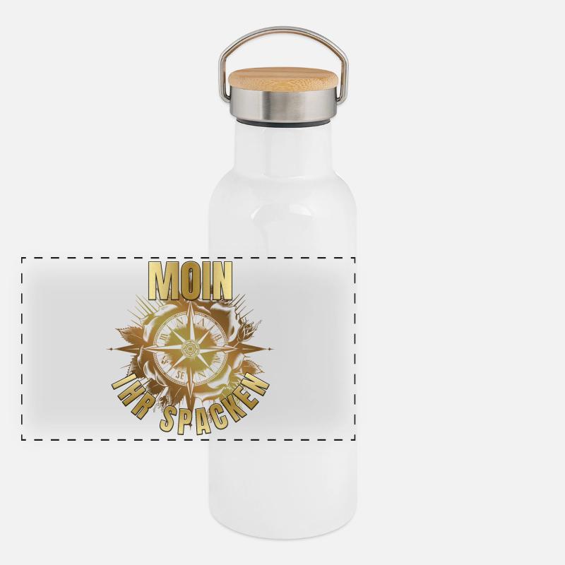 Moin ihr Spacken Panorama Thermosflasche mit Bambusdeckel