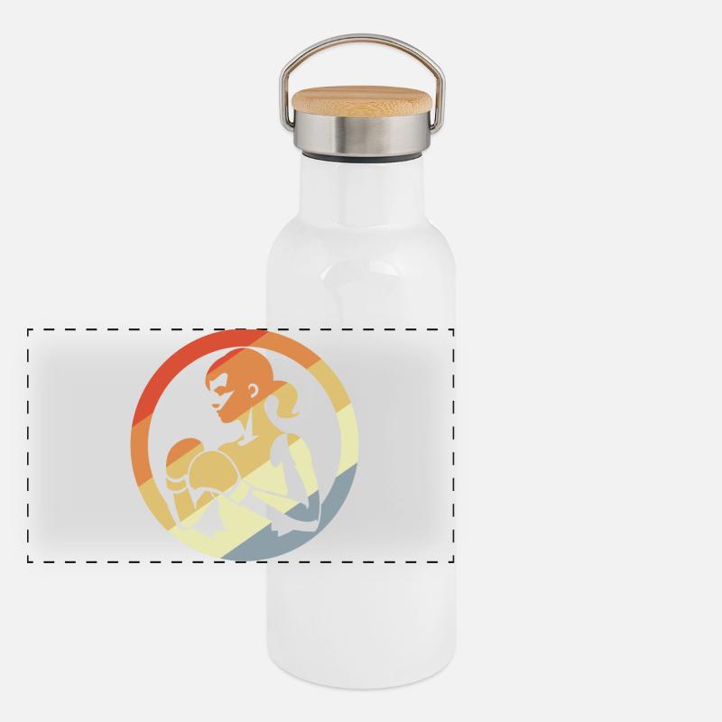 Retro Boxerin Panorama Thermosflasche mit Bambusdeckel