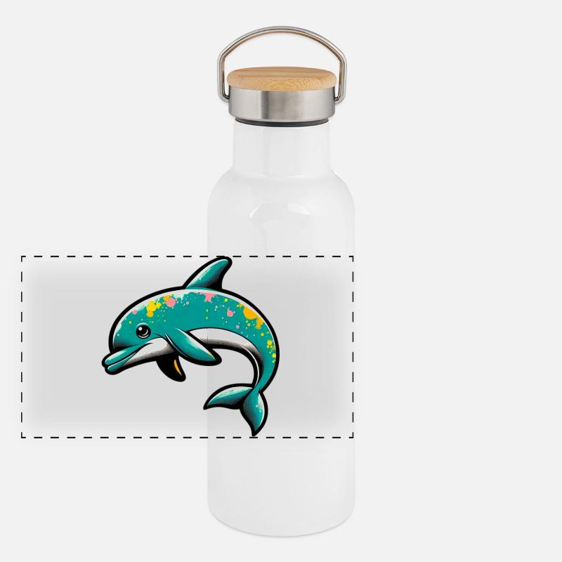 Dauphin Gourde isotherme avec bouchon en bambou