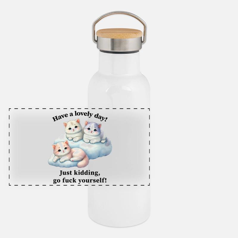 Cute kittens - go fuck yourself Panoramic Thermal Bottle with Bamboo Lid