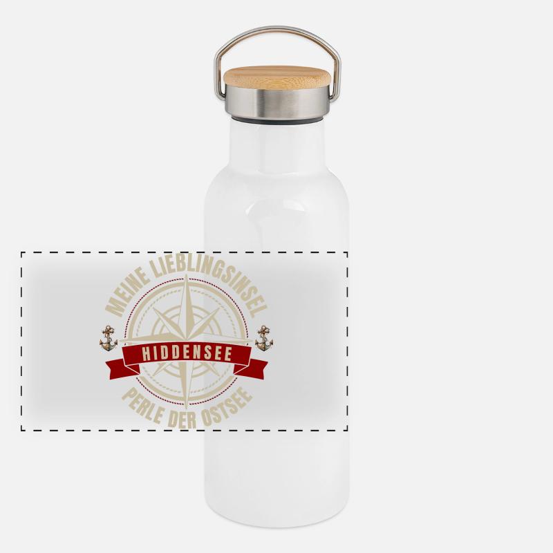 Meine Lieblingsinsel - Hiddensee Panorama Thermosflasche mit Bambusdeckel