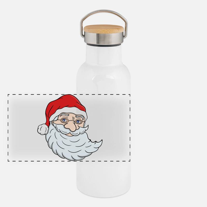 Weihnachtsmann Panorama Thermosflasche mit Bambusdeckel
