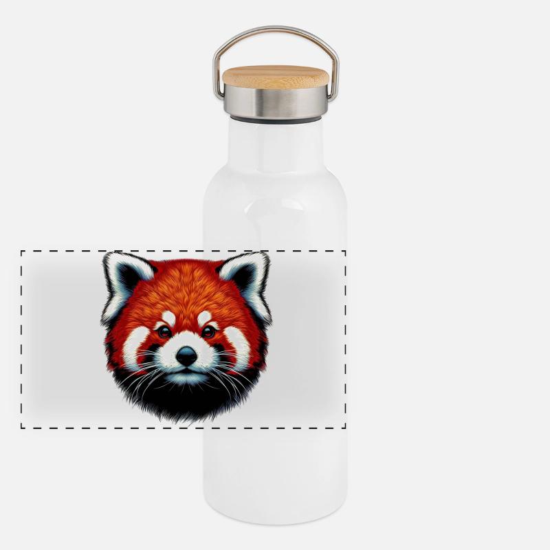 Kleiner Panda Panorama Thermosflasche mit Bambusdeckel