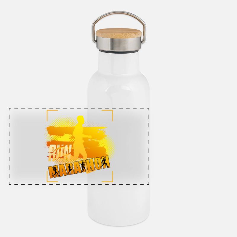 42 KM - Marathon Panorama Thermosflasche mit Bambusdeckel