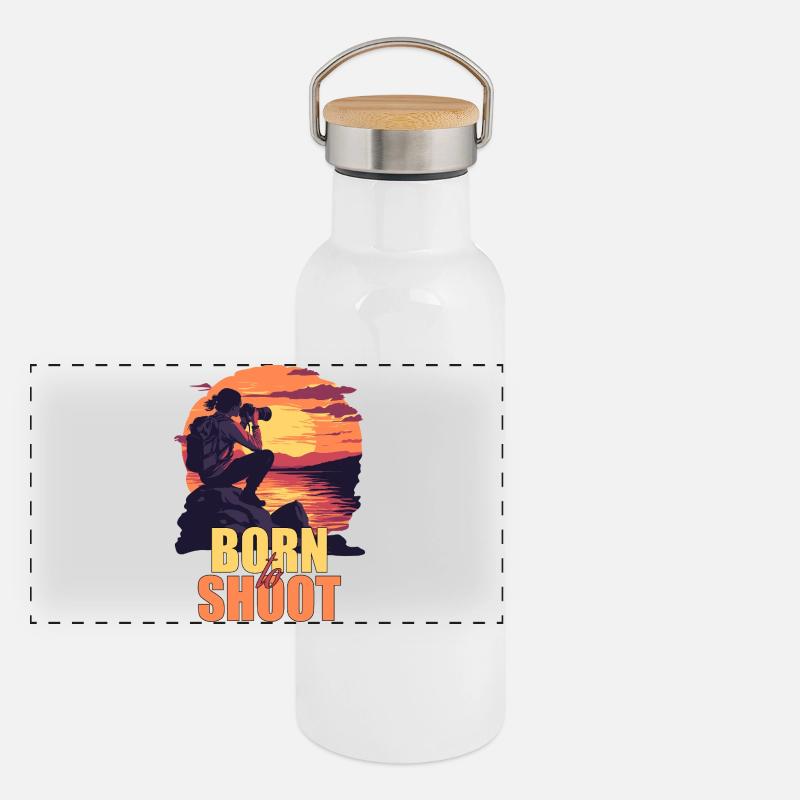 Born to shoot Panorama Thermosflasche mit Bambusdeckel