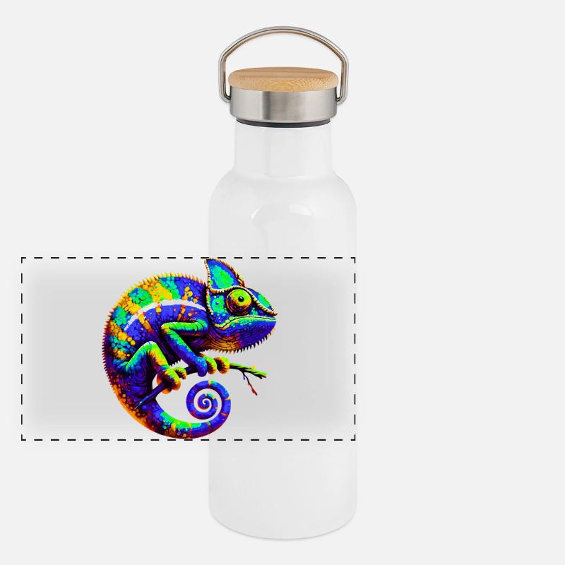 Caméléon Gourde isotherme avec bouchon en bambou