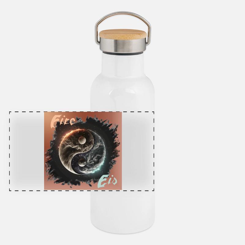 Feu et glace Yin Yang – L’équilibre des éléments Gourde isotherme avec bouchon en bambou