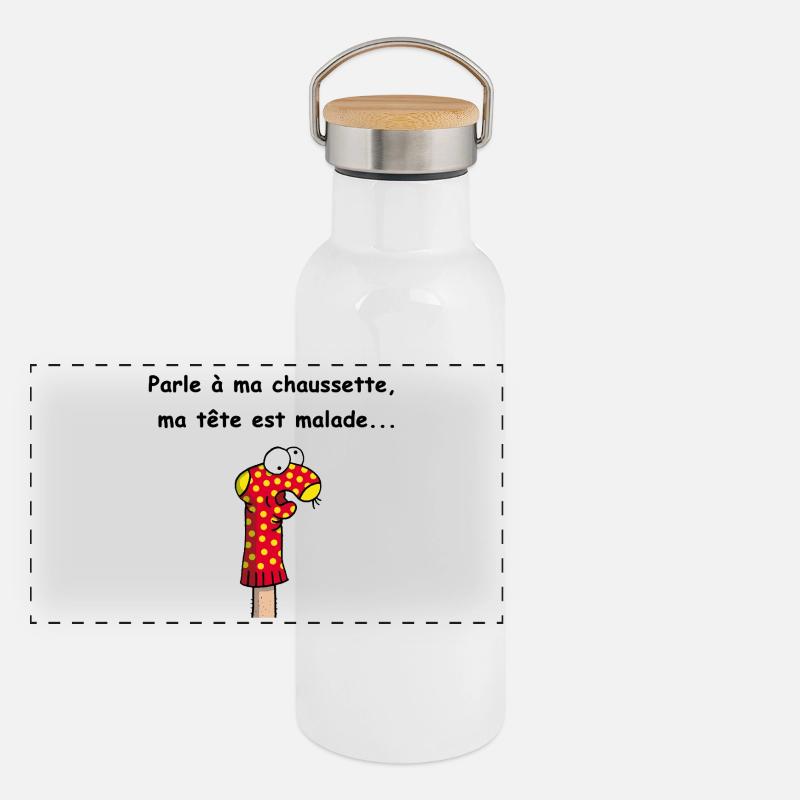 Parle à ma chaussette Gourde isotherme avec bouchon en bambou