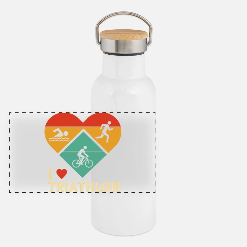 Illustration de cœur de triathlon Gourde isotherme avec bouchon en bambou