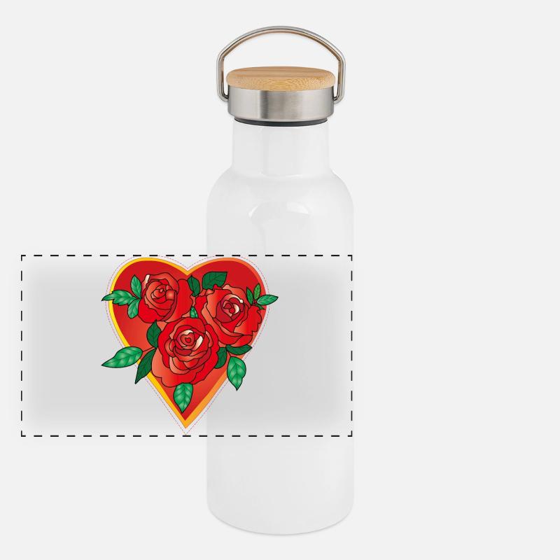 RoseHeart Panoramic Thermal Bottle with Bamboo Lid