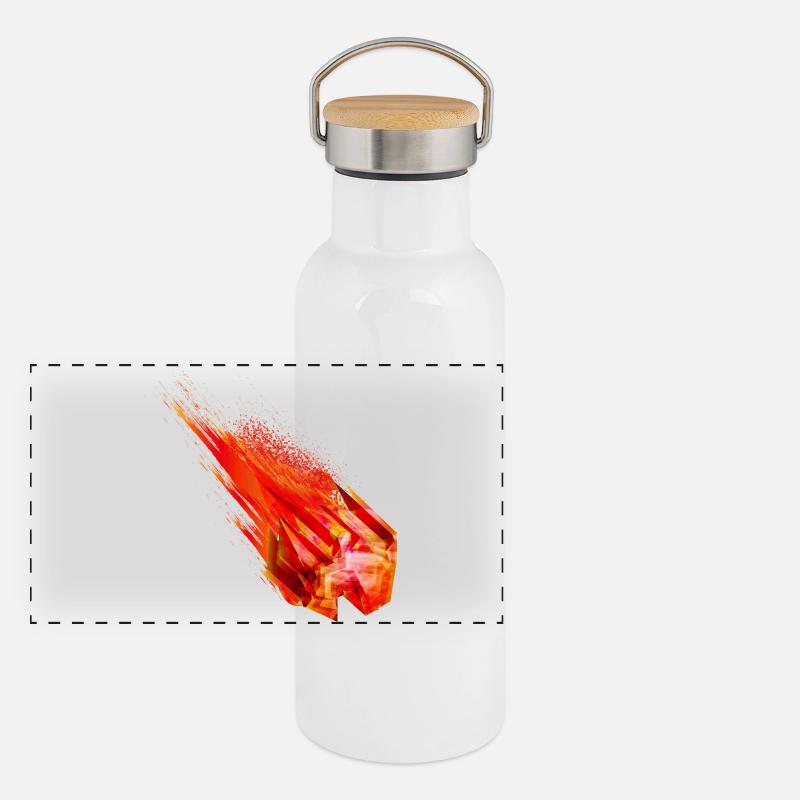 Astéroïde lumineux avec queue de feu - Conception de puissance Gourde isotherme avec bouchon en bambou
