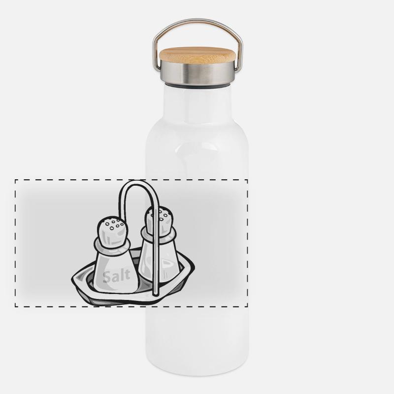 Salt Shakers | Salt shaker - Panoramic Thermal Bottle with Bamboo Lid - white