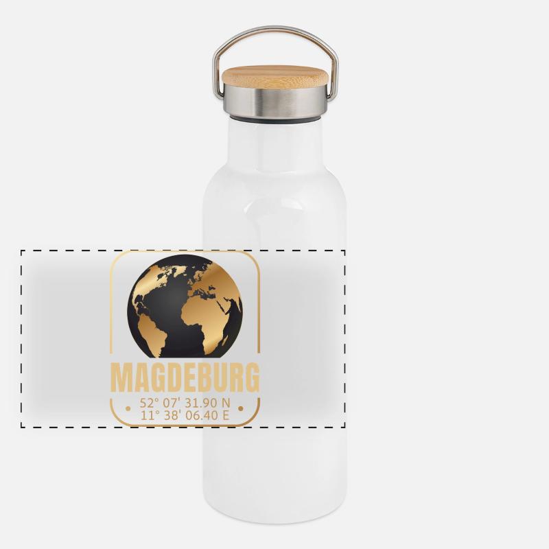 Magdeburg Panorama Thermosflasche mit Bambusdeckel