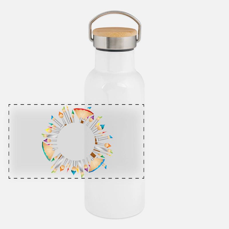 Artist brush frames – colourful & creative Panoramic Thermal Bottle with Bamboo Lid