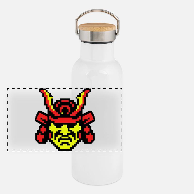 Pixel Samouraï 8bit Gourde isotherme avec bouchon en bambou