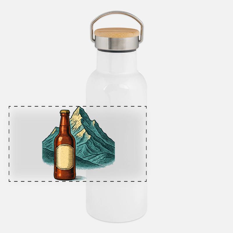 Abstract mountain landscape with bottle Panoramic Thermal Bottle with Bamboo Lid