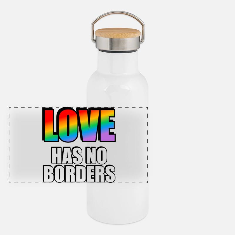 Rainbow Love Has No Borders Gay Pride Merch Panoramic Thermal Bottle with Bamboo Lid